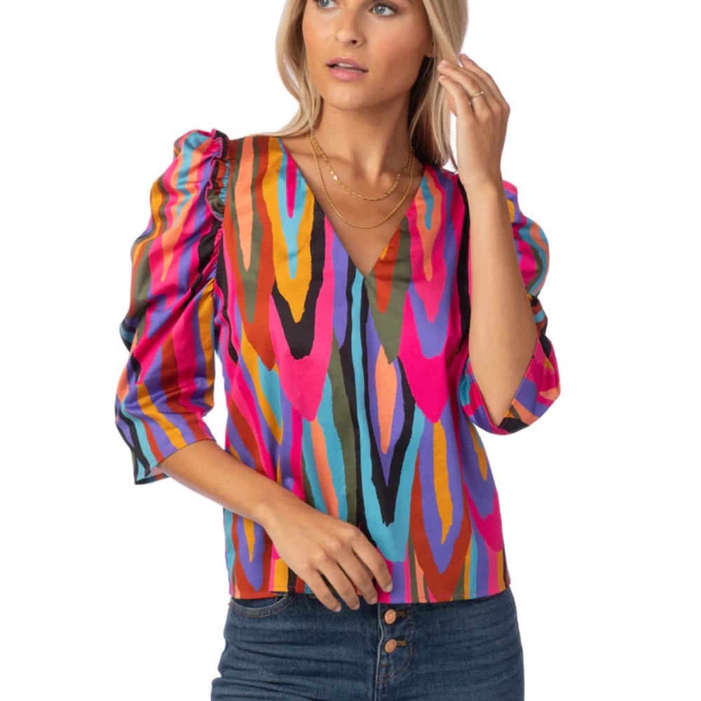 Crosby By Mollie Burch Keeva Vibrant Multicolor Women's Top New $176